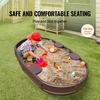 Smėlio dėžė su dangčiu 1830x1055x230 mm. ovali. HDPE. 4 kampinės sėdynės. ruda