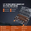 Smūginių galvučių komplektas 1/2 col. 33 vnt. SAE 3/8-1 col. ir metrinės 10-24 mm