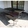 Sulankstomas sodo stalas 180 cm + 2 suolai juodas GA01