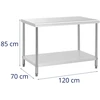Virtuvinis stalas su apatine lentyna 120x70 cm