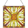 Vitražinio stiklo lango panelė 501x527 mm. stačiakampė vertikali. su grandinėle