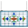 Vitražinio stiklo lango panelė 664x402 mm. stačiakampė horizontali. su grandinėle