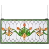Vitražinio stiklo lango panelė 810x433 mm. stačiakampė horizontali. su grandinėle