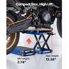 Žirklinis keltuvas motociklui kompaktiška platforma apkrova 499 kg eiga 95-34 cm mėlynas
