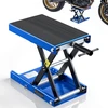Žirklinis keltuvas motociklui kompaktiška platforma apkrova 499 kg eiga 95-34 cm mėlynas
