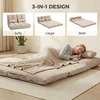 Aosom 2 viename grindų sofa-lova su reguliuojamu atlošu, smėlio spalvos, 102 x 73 x 60 cm