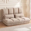 Aosom 2 viename grindų sofa-lova su reguliuojamu atlošu, smėlio spalvos, 102 x 73 x 60 cm