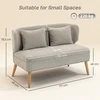 Aosom 2-vietė sofa, maža šenilinė sofa su sparnų tipo atlošu, storu sėdynės paminkštinimu, kaučiukmedžio kojomis, smėlio spalvos