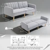 Aosom 2 vietų sofa-lova, šviesiai pilka, poliesteris su lino imitacija, kaučiukmedis, 173 x 75 x 73 cm