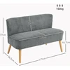Aosom 2 vietų sofa, pilka, mediena, poliesteris, putplastis, 117 x 56,5 x 77 cm