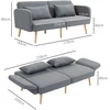 Aosom 3 vietų miegamoji sofa, pilka, 170 x 83 x 80 cm, iki 240 kg