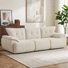 Aosom 3 vietų sofa, 260 cm, šenilas, berėmė modulinė, kreminės baltos spalvos