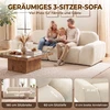 Aosom 3 vietų sofa, apvali berėmė, šenilas, kreminės baltos spalvos, 244 x 95 x 70 cm