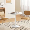 Aosom Apvalus valgomojo stalas 2 asmenims, Ø80 cm, MDF ir plienas, baltas, 75 cm