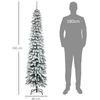 Aosom Dirbtinė kalėdinė eglė su sniego efektu, siauras dizainas, 180 cm, žalia/balta