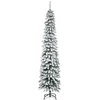 Aosom Dirbtinė Kalėdų eglė su sniego efektu, siauras dizainas, 210 cm, žalia/balta
