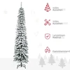 Aosom Dirbtinė Kalėdų eglė su sniego efektu, siauras dizainas, 210 cm, žalia/balta