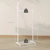 Aosom Drabužių stovas su ratukais ir batų lentyna, metalinis, baltas, 68 x 43 x 171 cm