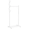 Aosom Drabužių stovas su ratukais ir batų lentyna, metalinis, baltas, 68 x 43 x 171 cm