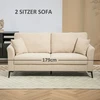Aosom Dvivietė sofa, lino išvaizdos audinys, smėlio spalvos, 179 x 80 x 89 cm, iki 360 kg