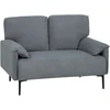 Aosom Dvivietė sofa, pilka, aksomo imitacijos audinys, 127 x 72 x 84 cm