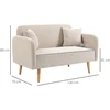 Aosom Dvivietė sofa su 2 pagalvėlėmis, medinės kojelės, kreminė, 130 x 70 x 80 cm
