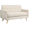 Aosom Dvivietė sofa su aksomo išvaizdos apmušalu, 134 × 71 × 82 cm, smėlio spalvos