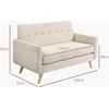 Aosom Dvivietė sofa su aksomo išvaizdos apmušalu, 134 × 71 × 82 cm, smėlio spalvos