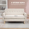 Aosom Dvivietė sofa su aksomo išvaizdos apmušalu, 134 × 71 × 82 cm, smėlio spalvos