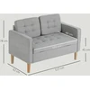 Aosom Dvivietė sofa su daiktadėže, šviesiai pilka, aksomo imitacija, 117 x 62 x 78 cm
