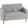 Aosom Dvivietė sofa su daiktadėže, šviesiai pilka, aksomo imitacija, 117 x 62 x 78 cm