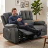 Aosom Elektrinė 2 vietų atlošiama sofa su vibracijos ir šildymo funkcija, tamsiai pilka, 145 x 91 x 102 cm