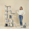 Aosom Katonų draskyklė, 170 cm, šviesiai pilka, su tuneliu ir slėptuvėmis