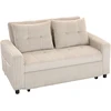Aosom Kreminė dvivietė ištraukiama sofa-lova su 2 pagalvėmis, 157 × 90 cm