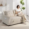 Aosom Kreminė dvivietė ištraukiama sofa-lova su 2 pagalvėmis, 157 × 90 cm
