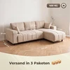 Aosom L formos kampinė sofa su keičiama šezlongo dalimi, 3 vietų, su 2 pagalvėmis, smėlio spalvos, 242 x 156 x 87 cm