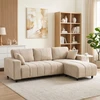 Aosom L formos kampinė sofa su keičiama šezlongo dalimi, 3 vietų, su 2 pagalvėmis, smėlio spalvos, 242 x 156 x 87 cm