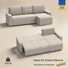 Aosom Miegama kampinė sofa su apverčiama šezlongo dalimi, 3 vietų, smėlio spalvos, 226 x 125 x 86 cm