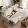 Aosom Miegama kampinė sofa su apverčiama šezlongo dalimi, 3 vietų, smėlio spalvos, 226 x 125 x 86 cm