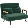 Aosom Minkšta sofa-lova su 2 pagalvėmis, aksomo išvaizdos audinys, žalia, 240 kg