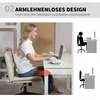Aosom Plati biuro kėdė be porankių su supimosi funkcija, 50–60 cm, smėlio spalvos