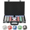 Aosom Pokerio rinkinys, nešiojamas lagaminas, 400 žetonų, 2 kortų kaladės, 5 kauliukai, dalintojo diskas, pagrindas, pilka