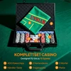 Aosom Pokerio rinkinys, nešiojamas lagaminas, 400 žetonų, 2 kortų kaladės, 5 kauliukai, dalintojo diskas, pagrindas, pilka