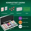 Aosom Pokerio rinkinys su 300 žetonų, 2 kortų kaladėmis, 5 kauliukais, sidabrinis