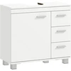 Aosom Praustuvo spintelė, 2 lentynos, 3 stalčiai, MDF, balta, 70 x 30 x 64 cm