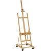 Aosom Reguliuojamas dailininko molbertas ant 4 ratukų, natūralios medienos spalva, 178-238 cm
