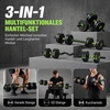 Aosom Reguliuojamas hantelių ir štangos rinkinys, 15 kg, 3 viename, žalias