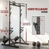 Aosom Reguliuojamas pritūpimų stovas su skersiniu ir svorių laikikliais, iki 200 kg, juodas