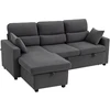 Aosom Tamsiai pilka kampinė sofa-lova su keičiama daiktadėže, 205 × 135 cm