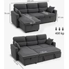 Aosom Tamsiai pilka kampinė sofa-lova su keičiama daiktadėže, 205 × 135 cm